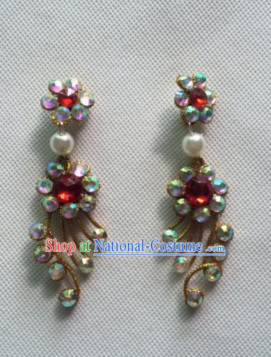 Chinese Beijing Opera Princess Golden Earrings Traditional Peking Opera Diva Jewelry Accessories for Women