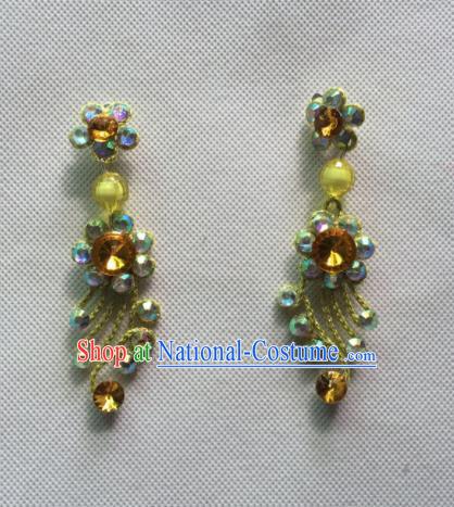 Chinese Beijing Opera Princess Yellow Earrings Traditional Peking Opera Diva Jewelry Accessories for Women