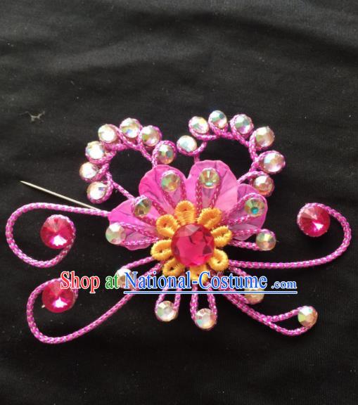 Chinese Beijing Opera Diva Rosy Hairpins Headgear Traditional Peking Opera Princess Hair Accessories for Women