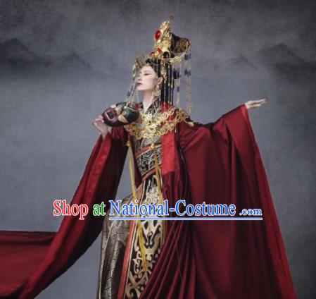 Ancient Chinese Drama Imperial Consort Hanfu Dress Traditional Qin Dynasty Queen Historical Costumes for Women