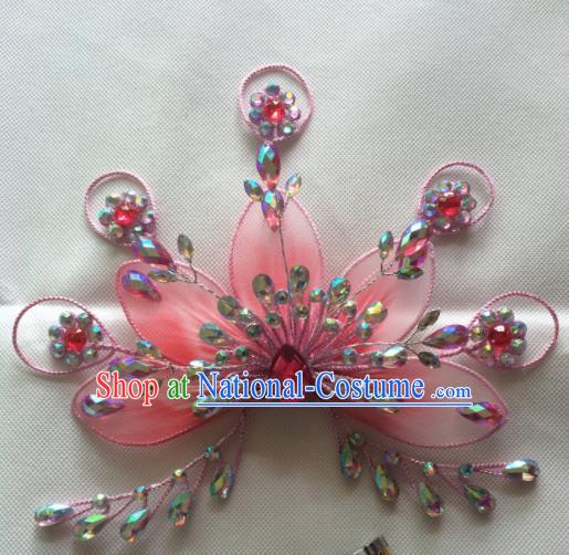 Chinese Beijing Opera Pink Hairpins Traditional Peking Opera Diva Hair Accessories for Women