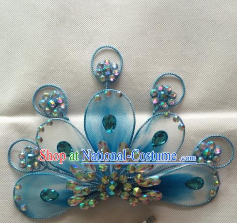 Chinese Beijing Opera Blue Hairpins Traditional Peking Opera Diva Hair Accessories for Women