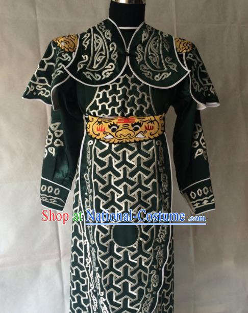 Chinese Beijing Opera Takefu Deep Green Clothing Traditional Peking Opera Soldier Costume for Men