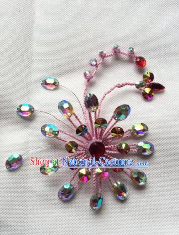 Chinese Beijing Opera Diva Pink Hair Claw Hairpins Traditional Peking Opera Hair Accessories for Women