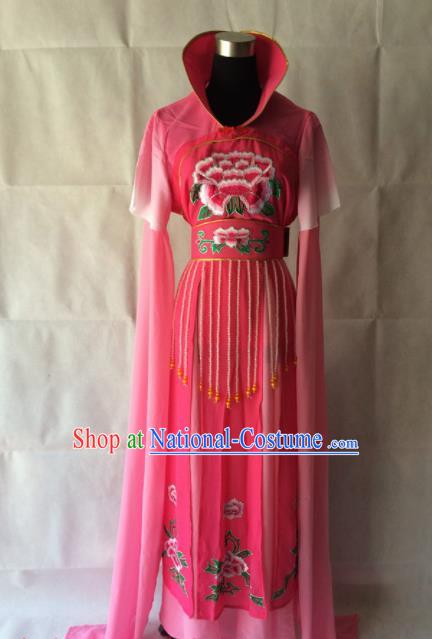 Chinese Beijing Opera Maidservant Rosy Dress Traditional Peking Opera Young Lady Costume for Women