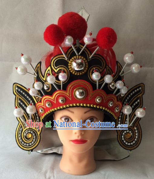 Chinese Beijing Opera General Helmet Hat Traditional Peking Opera Takefu Headwear for Men