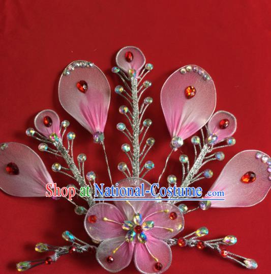 Chinese Beijing Opera Actress Pink Hairpins Traditional Peking Opera Princess Hair Accessories for Women