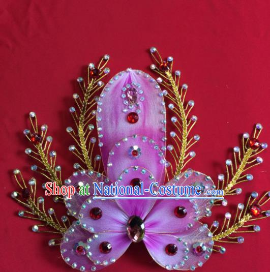 Chinese Beijing Opera Actress Purple Flower Hairpins Traditional Peking Opera Princess Hair Accessories for Women