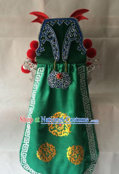 Chinese Beijing Opera General Green Hat Traditional Peking Opera Takefu Headwear for Men