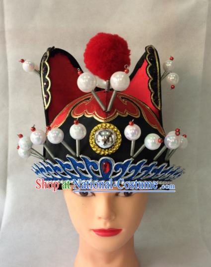 Chinese Beijing Opera Minister Black Helmet Traditional Peking Opera Eunuch Hat Headwear for Men