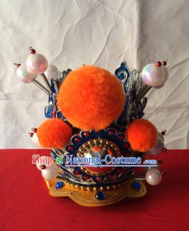 Chinese Beijing Opera Niche Blue Hairdo Crown Traditional Peking Opera Prince Headwear for Men