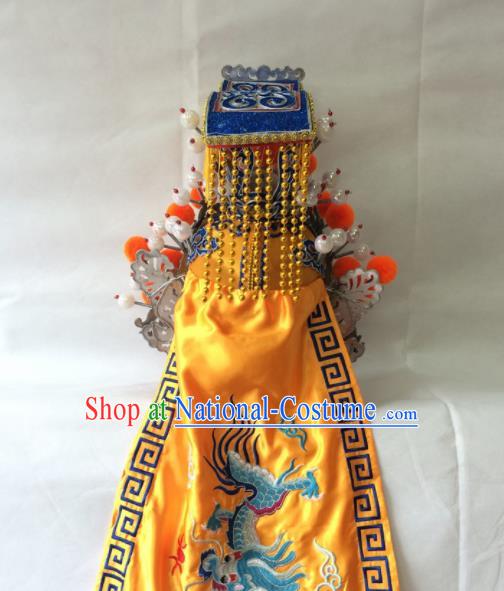 Chinese Beijing Opera Emperor Tassel Hat Traditional Peking Opera Imperator Headwear for Men