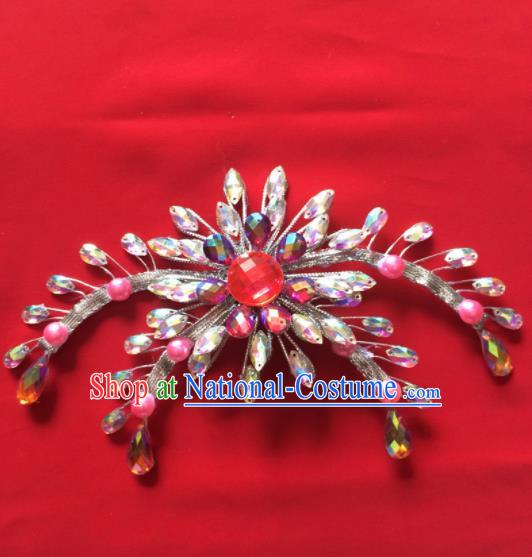 Chinese Beijing Opera Princess Crystal Hair Claw Hairpins Traditional Peking Opera Diva Hair Accessories for Women