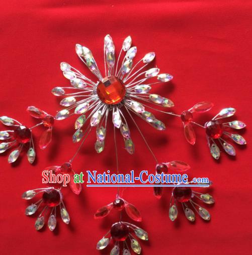 Chinese Beijing Opera Actress Crystal Hair Claw Hairpins Traditional Peking Opera Princess Hair Accessories for Women