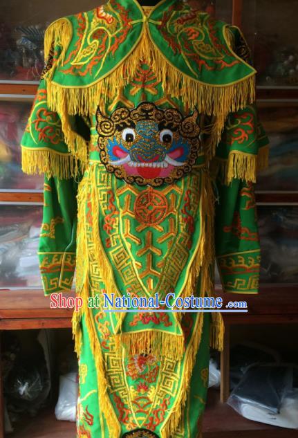 Chinese Beijing Opera General Green Embroidered Clothing Traditional Peking Opera Takefu Costume for Men