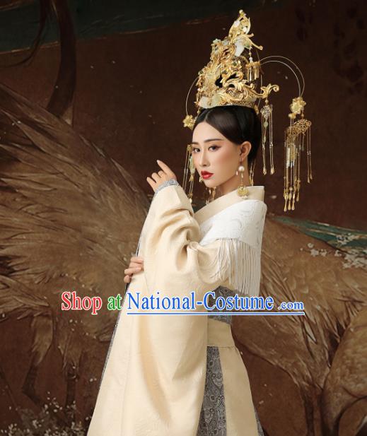 Chinese Ancient Imperial Consort Hanfu Dress Traditional Han Dynasty Court Lady Costumes and Headpiece for Women