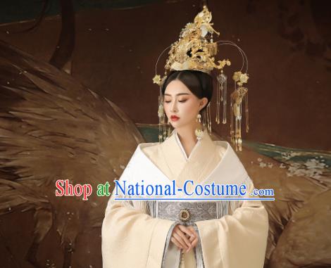 Chinese Ancient Imperial Consort Hanfu Dress Traditional Han Dynasty Court Lady Costumes and Headpiece for Women