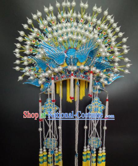 Chinese Beijing Opera Bride Phoenix Coronet Traditional Peking Opera Princess Hat Hair Accessories for Women