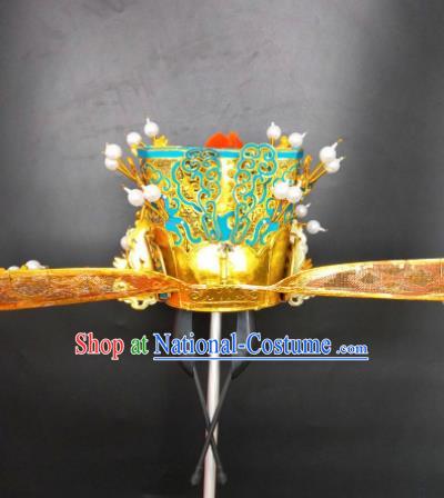 Chinese Beijing Opera Wealth God Hat Traditional Peking Opera Prime Minister Hair Accessories for Men