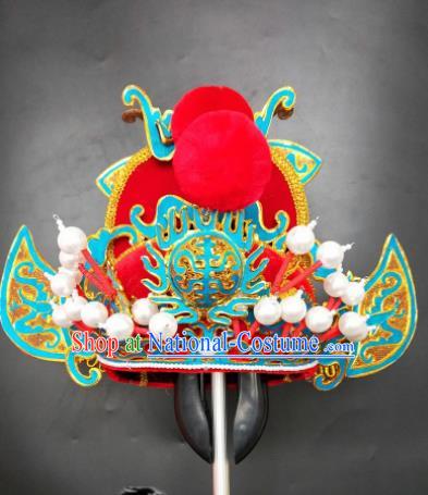 Chinese Beijing Opera Hell God Red Hat Traditional Peking Opera King Hair Accessories for Men