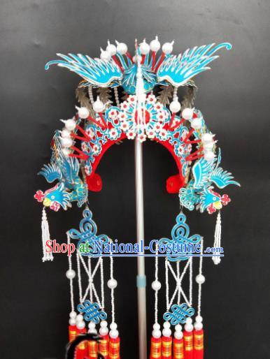 Chinese Beijing Opera Bride Red Phoenix Coronet Traditional Peking Opera Princess Hat Hair Accessories for Women