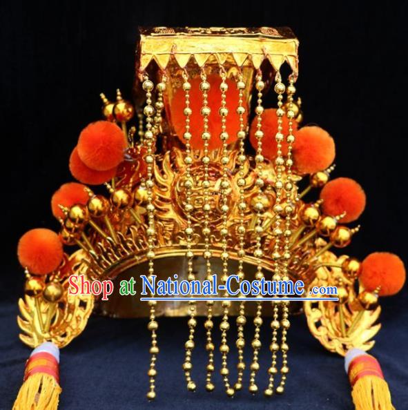 Chinese Beijing Opera God Hat Traditional Peking Opera Emperor Hair Accessories for Men