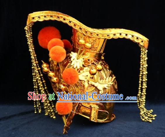 Chinese Beijing Opera God Hat Traditional Peking Opera Emperor Hair Accessories for Men