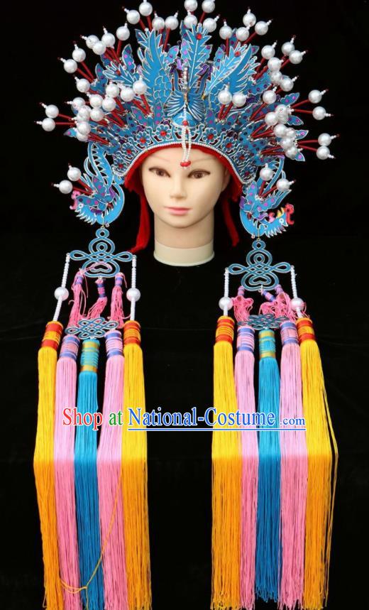 Chinese Beijing Opera Diva Phoenix Coronet Traditional Peking Opera Bride Hat Hair Accessories for Women