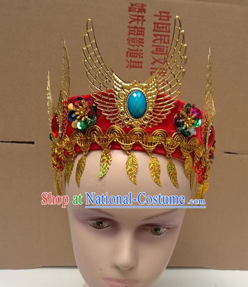 Chinese Ancient Princess Red Hat Traditional Peking Opera Actress Dance Hair Accessories for Kids