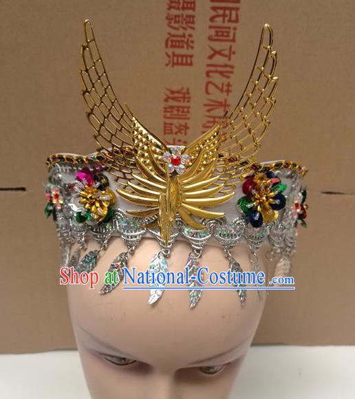 Chinese Ancient Princess White Hat Traditional Peking Opera Actress Dance Hair Accessories for Kids