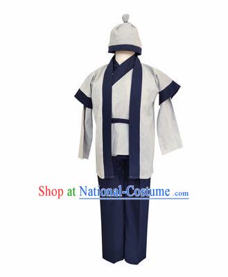 Chinese Ancient Civilian White Clothing Traditional Ming Dynasty Farmer Costume for Men