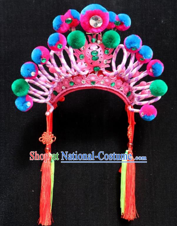 Chinese Beijing Opera Female Warrior Phoenix Coronet Traditional Peking Opera Swordsman Hat Hair Accessories for Women