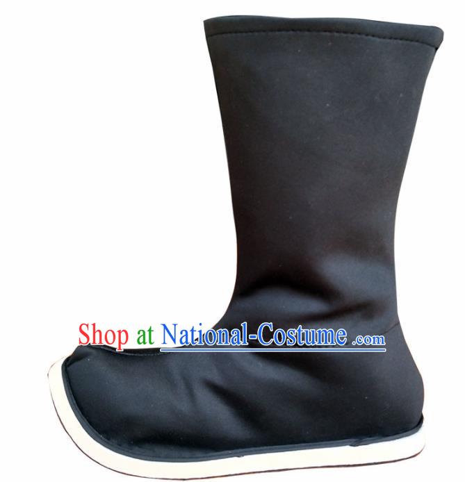 Chinese Ancient Swordsman Black Boots Traditional Ming Dynasty Imperial Guards Shoes for Men