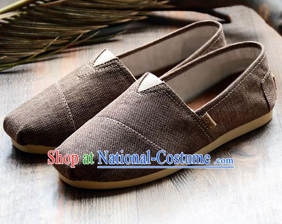 Traditional Chinese Martial Arts Shoes Handmade Brown Flax Shoes National Multi Layered Cloth Shoes for Men