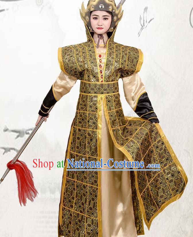 Chinese Ancient Traditional Northern and Southern Dynasties Female General Hua Mulan Costume Helmet and Armour for Women