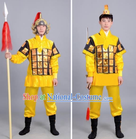 Chinese Ancient Traditional Northern and Southern Dynasties General Costume Yellow Body Armour for Men