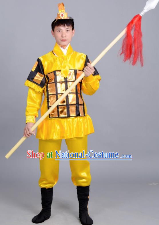 Chinese Ancient Traditional Northern and Southern Dynasties General Costume Yellow Body Armour for Men