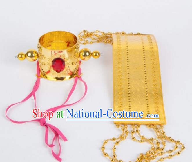 Chinese Ancient King Golden Hairdo Crown Traditional Han Dynasty Emperor Headwear for Men