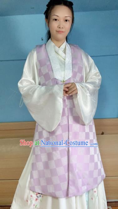 Chinese Ancient Nobility Lady Purple Long Vest Traditional Ming Dynasty Princess Costume for Women