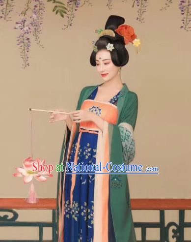 Chinese Ancient Imperial Consort Dress Traditional Tang Dynasty Royal Empress Costumes and Headpiece for Women