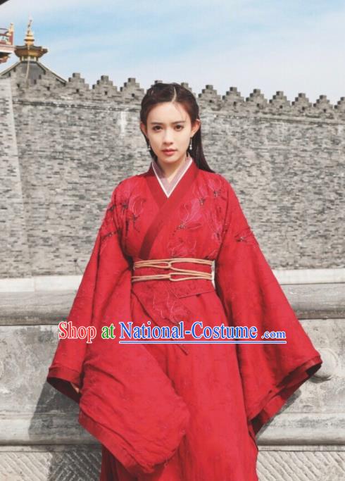 Ancient Chinese Drama Ever Night Traditional Tang Dynasty Taoism Swordsman Ye Hongyu Red Costumes for Women