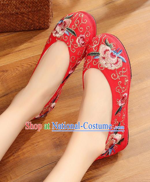 Traditional Chinese Handmade Embroidered Red Shoes Hanfu Shoes National Cloth Shoes for Women