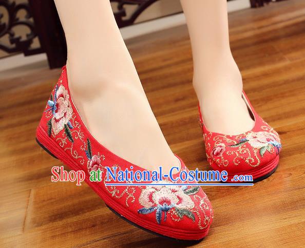 Traditional Chinese Handmade Embroidered Red Shoes Hanfu Shoes National Cloth Shoes for Women