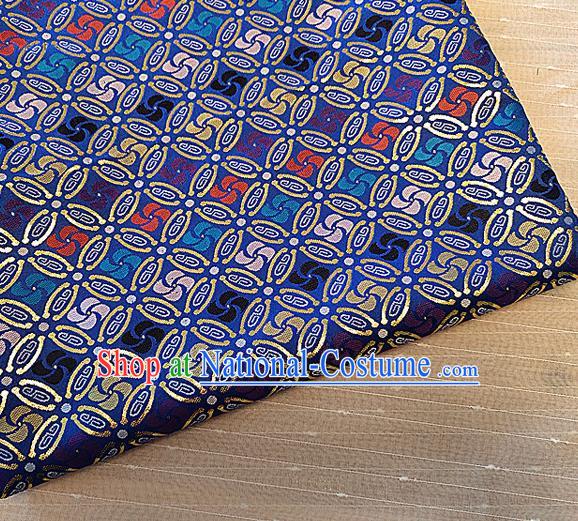 Asian Chinese Traditional Winnower Pattern Design Royalblue Brocade Cheongsam Fabric Silk Material