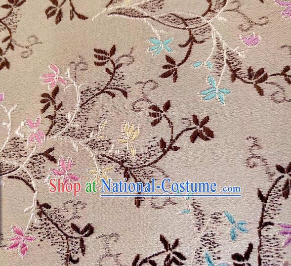 Asian Chinese Traditional Tuberose Pattern Design Beige Brocade Cheongsam Fabric Silk Material