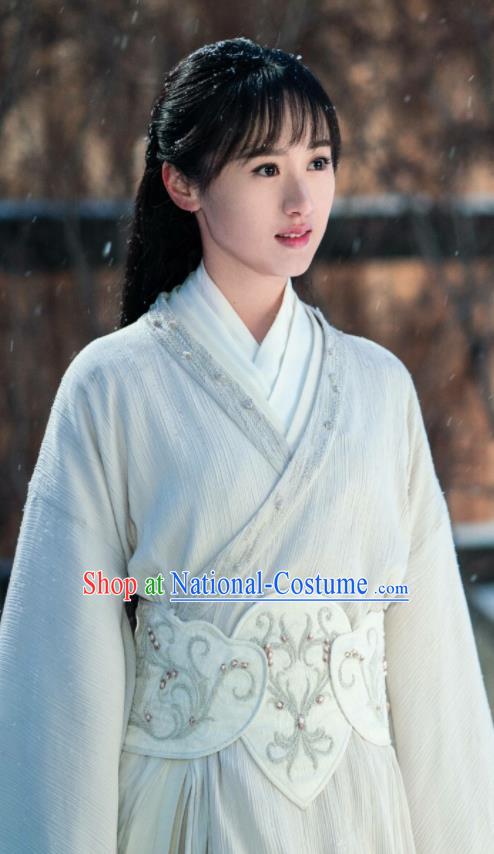 Ever Night Ancient Chinese Drama Traditional Tang Dynasty Royal Princess Mo Shanshan White Costumes for Women