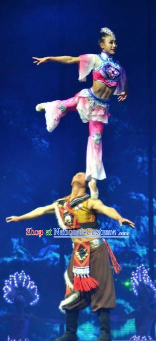 Chinese The Romantic Show of Lijiang Stage Performance Yi Nationality Dance Costumes for Women for Men