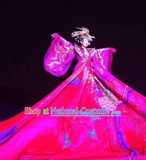 Chinese Legend Dance Purple Dress Stage Performance Goddess Costume and Headpiece for Women