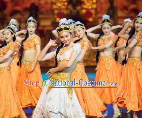 Chinese The Romantic Show of Songcheng Dance Dress Stage Performance Costume and Headpiece for Women