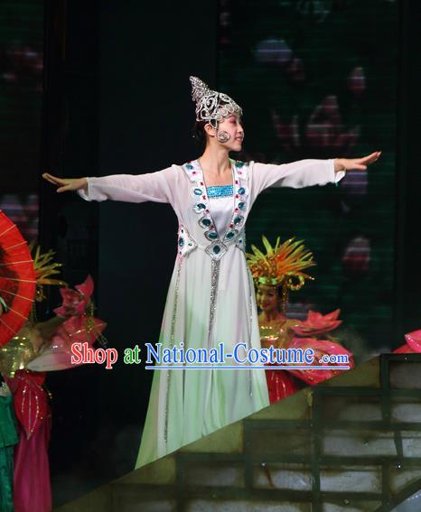 Chinese The Romantic Show of Songcheng West Lake Legend Madam White Snake Dress Stage Performance Costume for Women